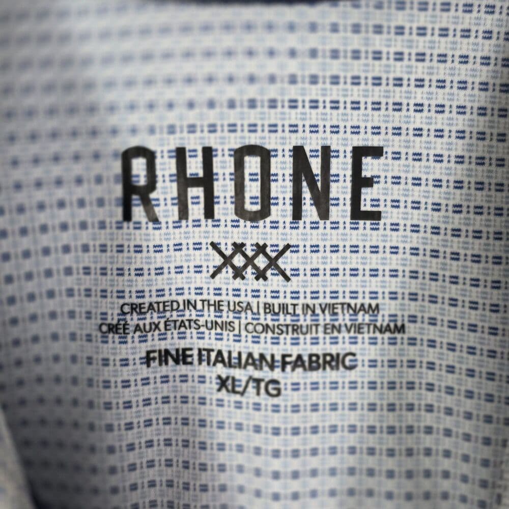 Rhone Men's XL Blue & White Geometric Striped Short Sleeve Polo Shirt - Thumbnail 3
