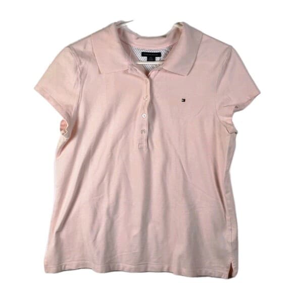 Tommy Hilfiger Women’s Large‎ Pink Short Sleeve Stretch Polo Shirt - Thumbnail 9