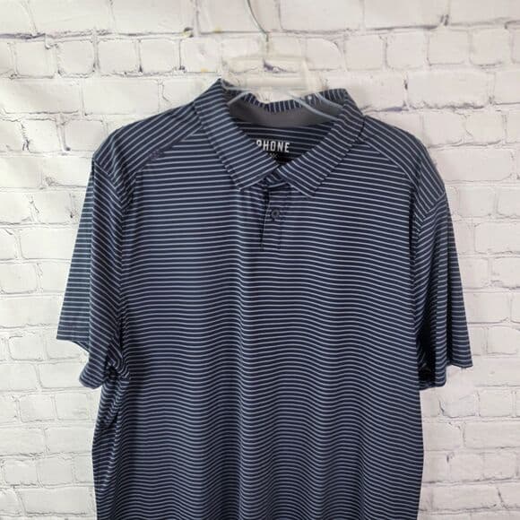 Rhone Men's XL Blue Commuter Striped Casual S/S Golf Shirt - Thumbnail 9