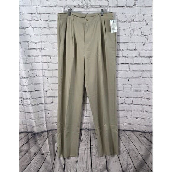 Russell Athletic Men's Khaki 36x48 Pleated Golf Pants - Thumbnail 11