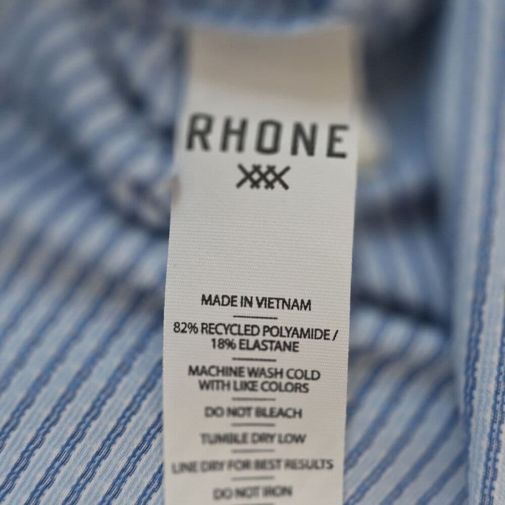 Rhone Men's XL Blue & White Geometric Striped Short Sleeve Polo Shirt - Thumbnail 4