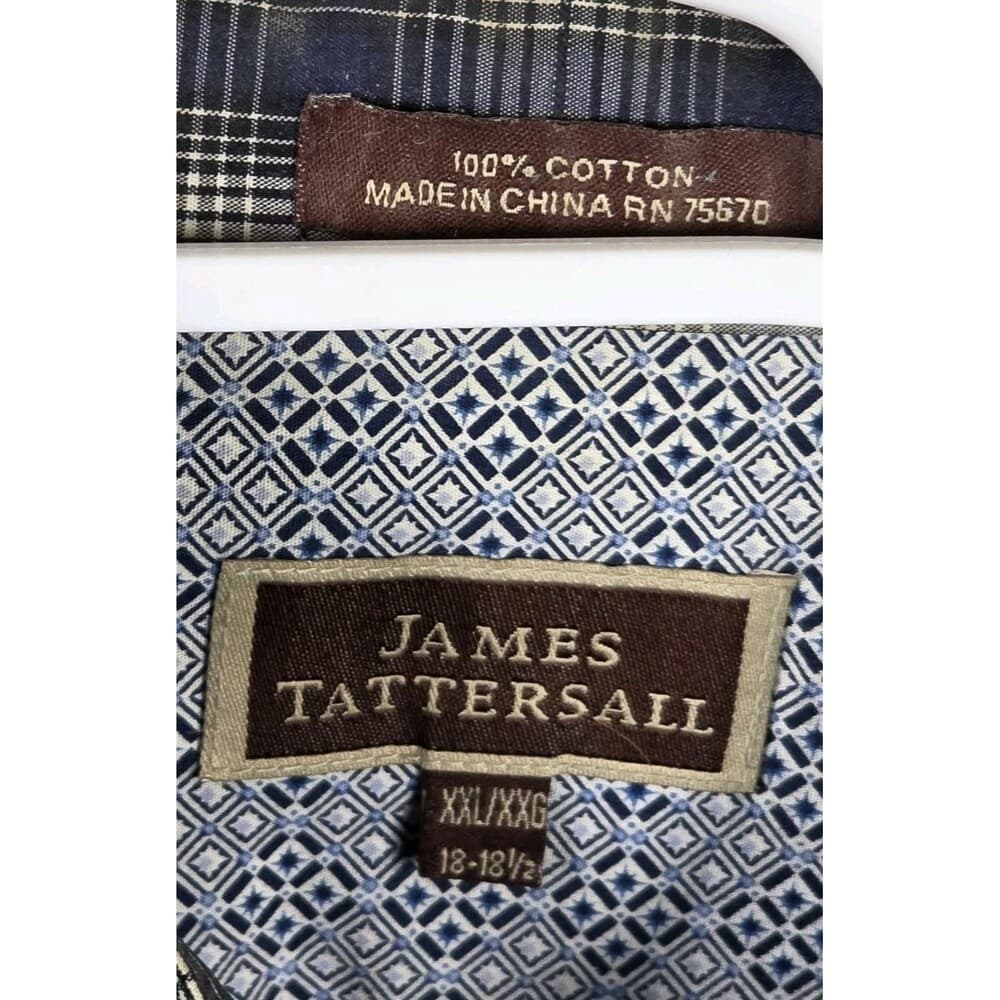 James Tatersall Mens Size XXL Blue/Black‎ Plaid Long Sleeve Button Down Shirt - Thumbnail 2