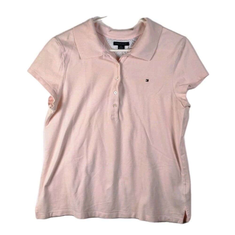 Tommy Hilfiger Women’s Large‎ Pink Short Sleeve Stretch Polo Shirt - Thumbnail 8
