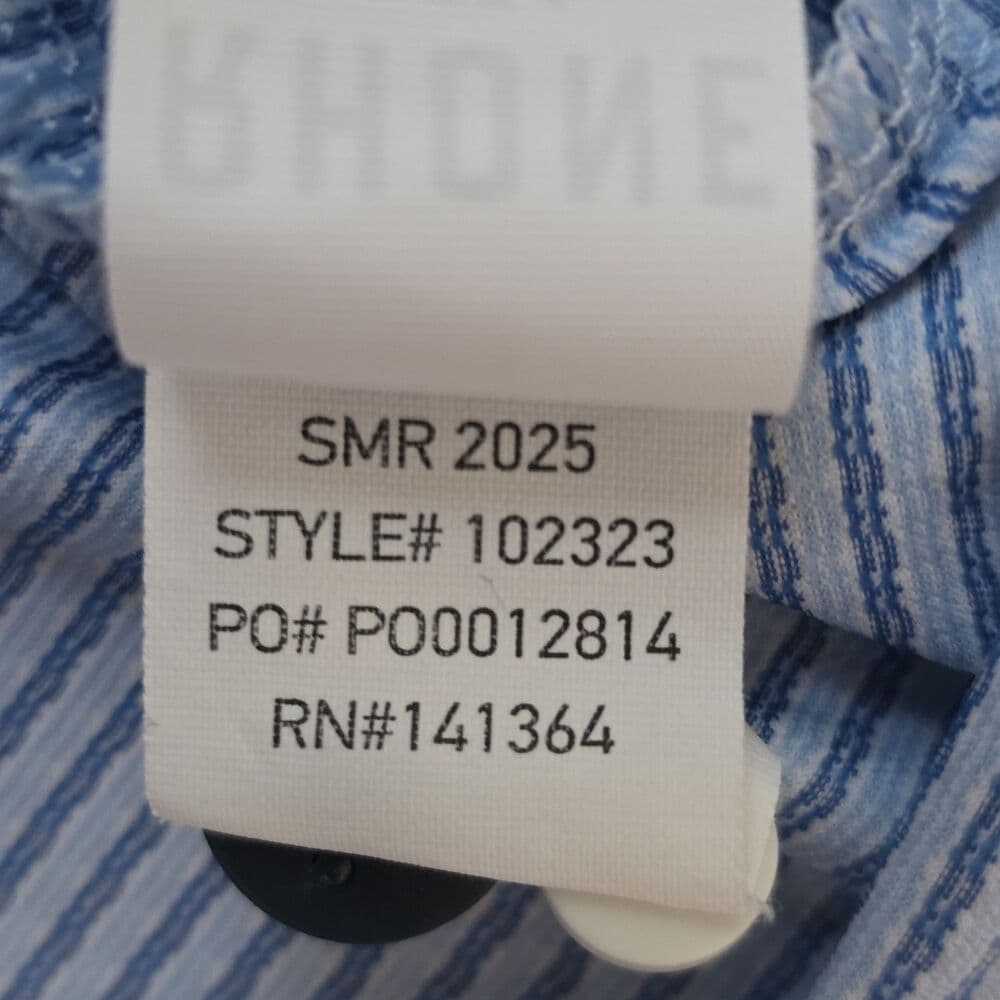 Rhone Men's XL Blue & White Geometric Striped Short Sleeve Polo Shirt - Thumbnail 6