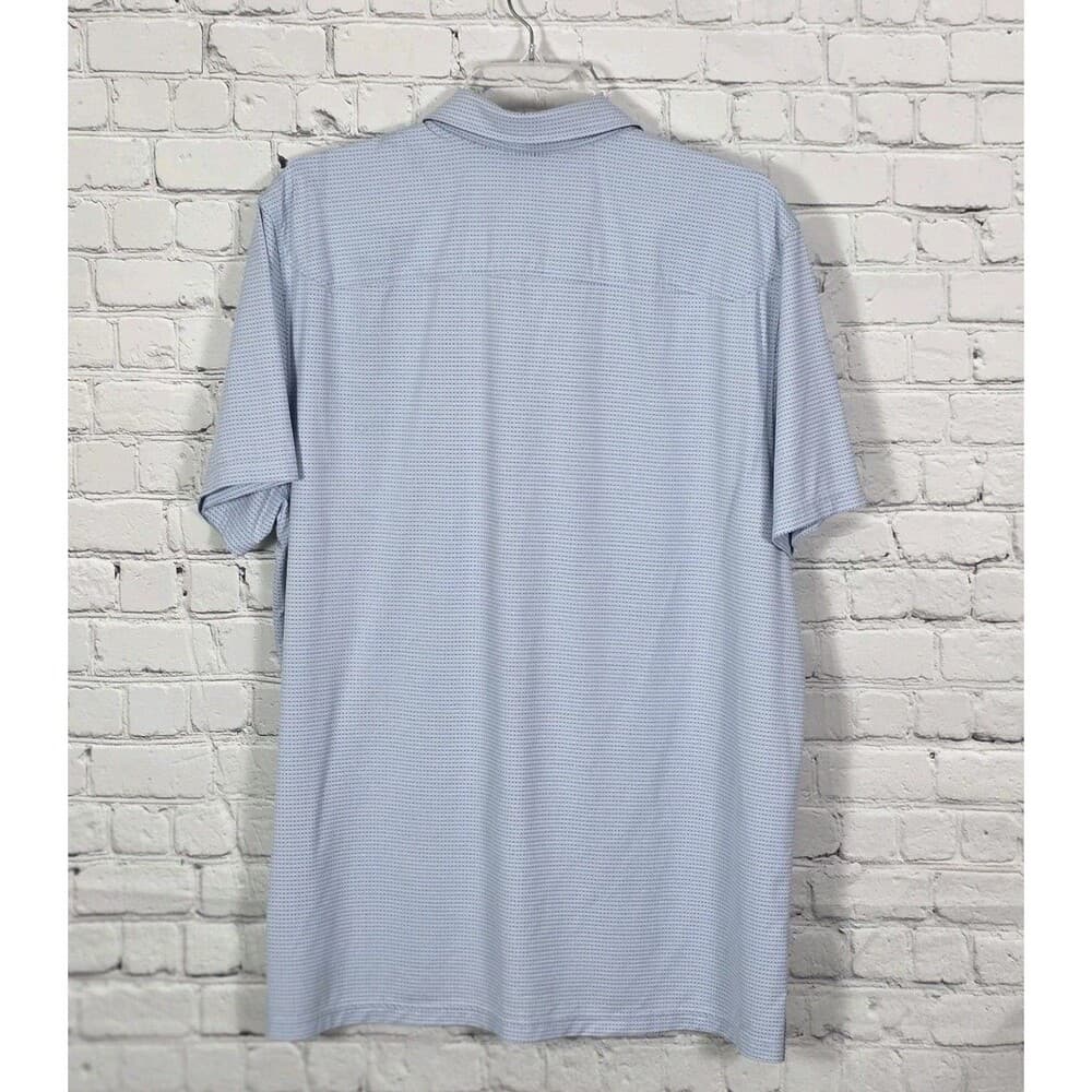 Rhone Men's XL Blue & White Geometric Striped Short Sleeve Polo Shirt - Thumbnail 8