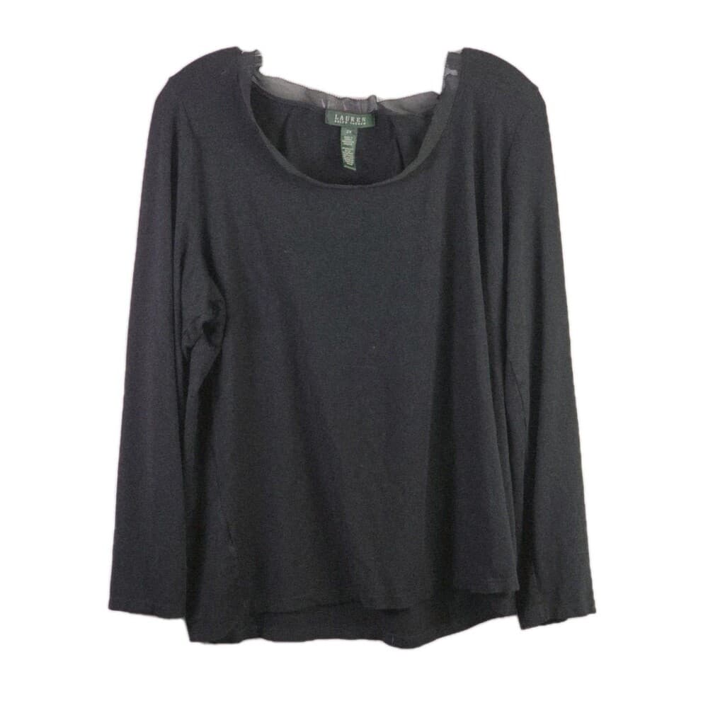 Lauren Ralph Lauren Women's 2X Black Short Sleeve Shirt - Thumbnail 10