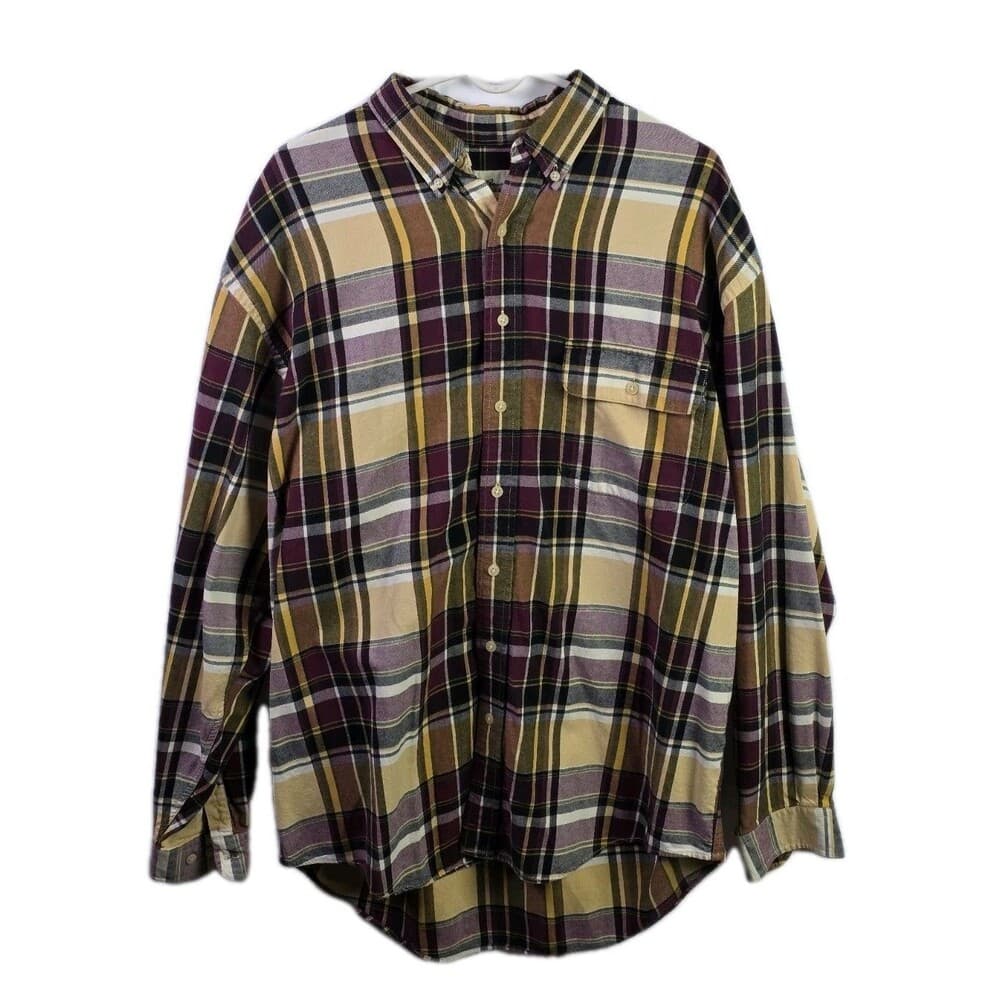 Eddie Bauer Men's Large Tall Plaid Heavy Cotton Flannel Long‎ Sleeve Shirt. - Thumbnail 8