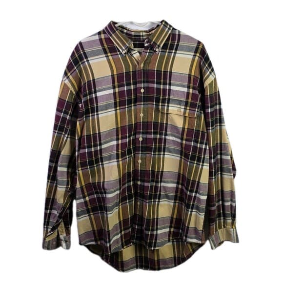 Eddie Bauer Men's Large Tall Plaid Heavy Cotton Flannel Long‎ Sleeve Shirt. - Thumbnail 9