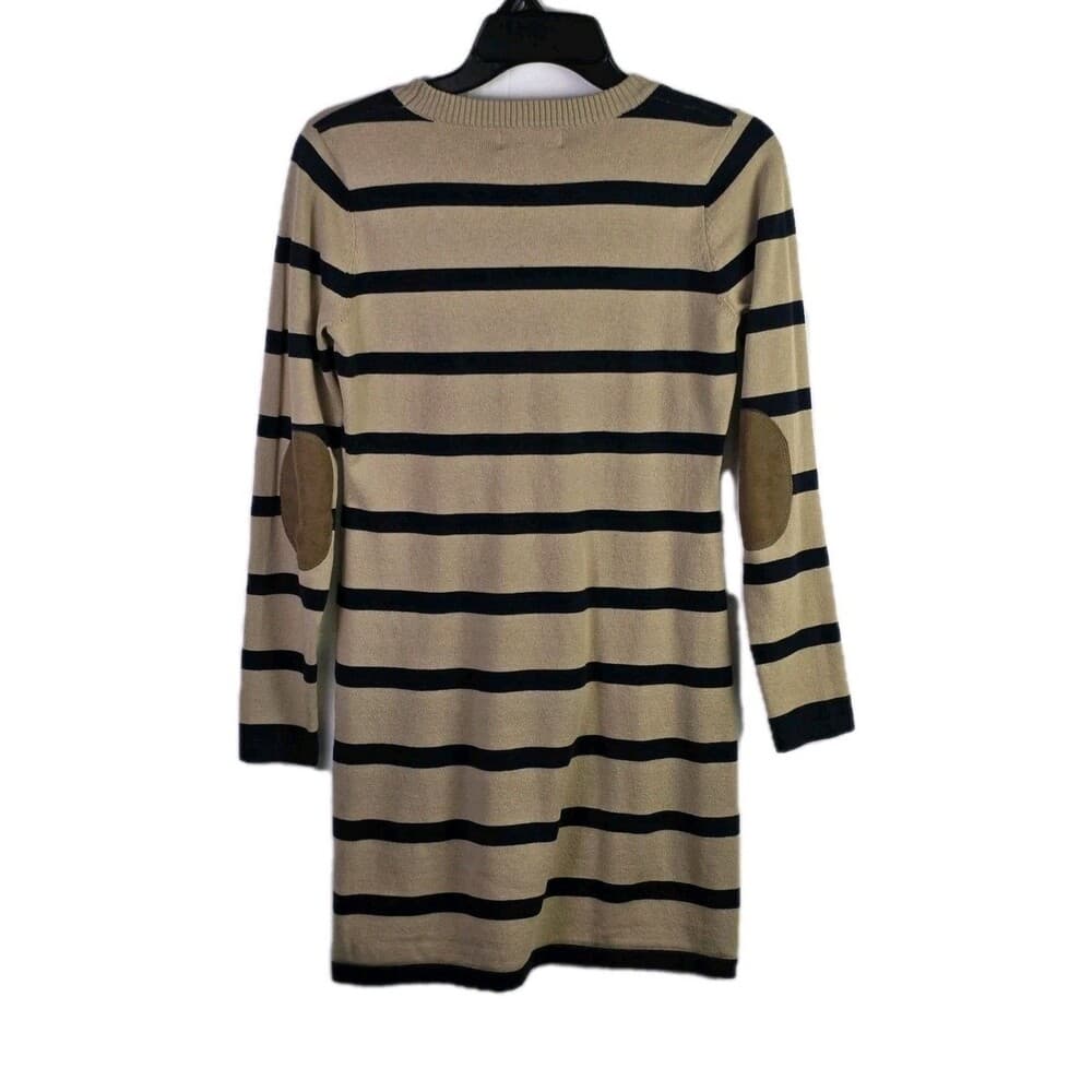 Pink Rose Petite Medium Beige & Navy‎ 3/4 Sleeve Mini Dress - Thumbnail 6