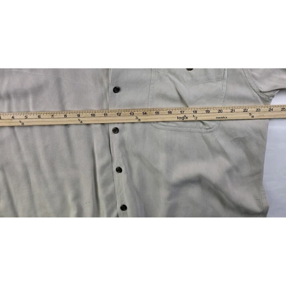 Izod Men's Large Ivory 100% Silk 3/4 Sleeve Button‎ Down Shirt - Thumbnail 5