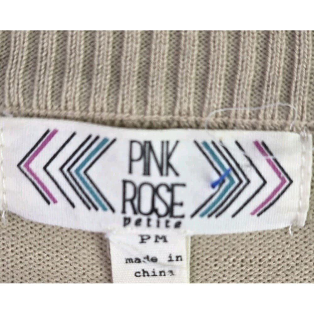 Pink Rose Petite Medium Beige & Navy‎ 3/4 Sleeve Mini Dress - Thumbnail 3