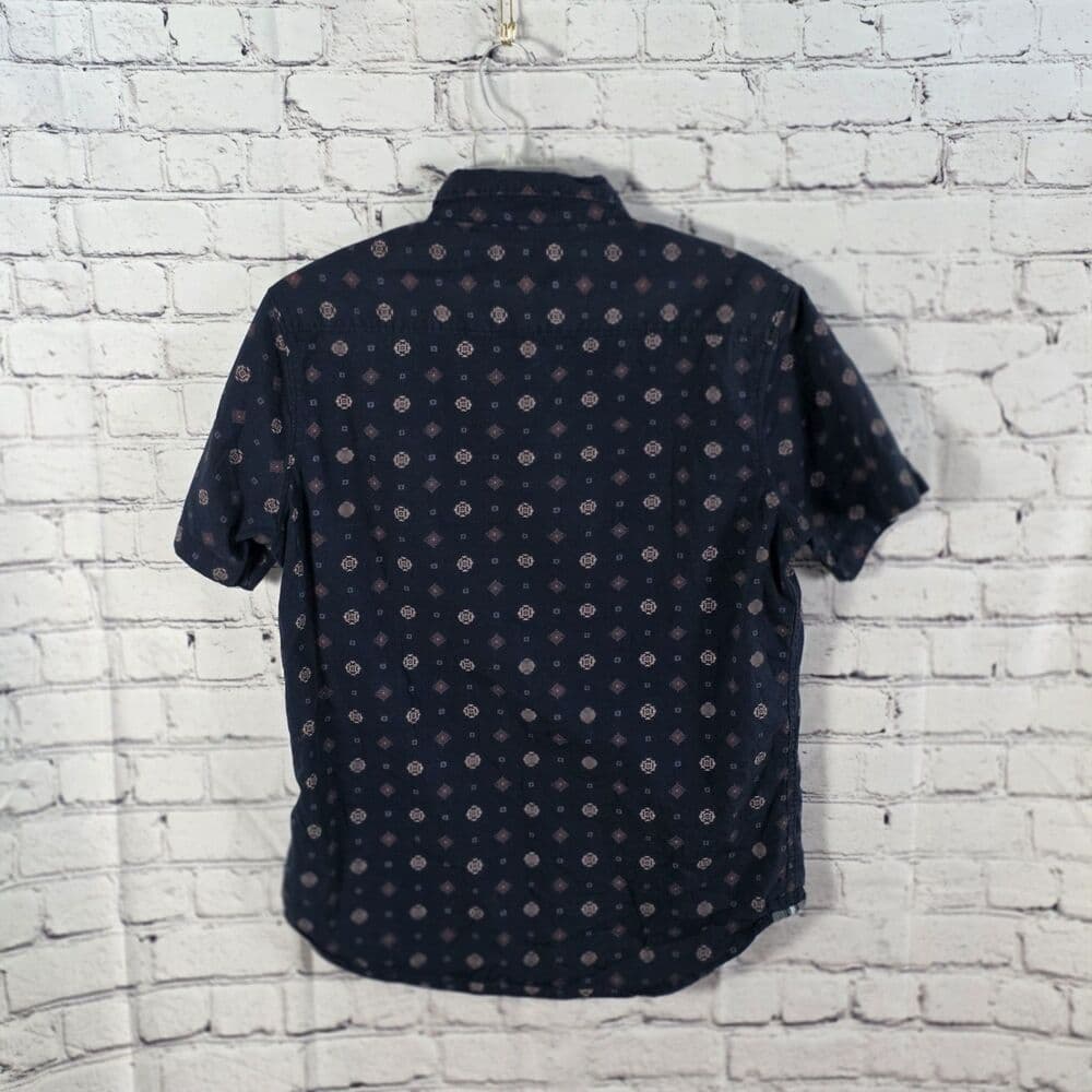 Level Ten Mens Small Blue Geometric Short Sleeve Button Up Shirt - Thumbnail 6