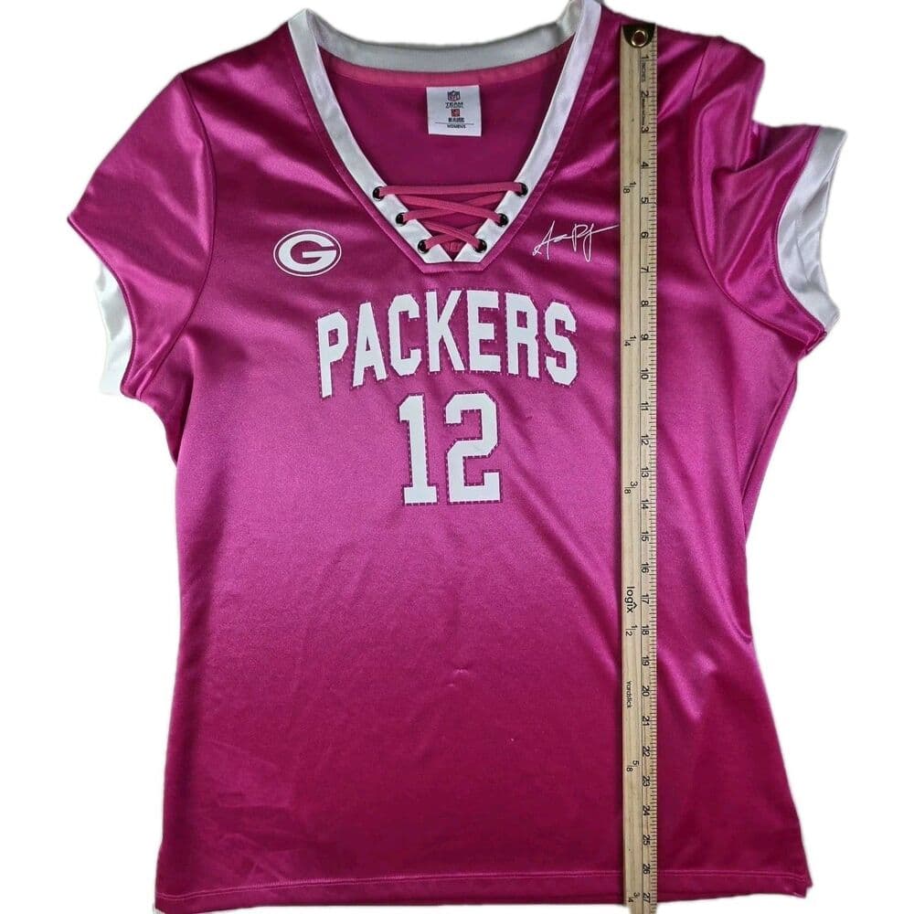 Team Apparel Women's Large Pink Green Bay Packers Brett Farve Jersey‎ - Thumbnail 4