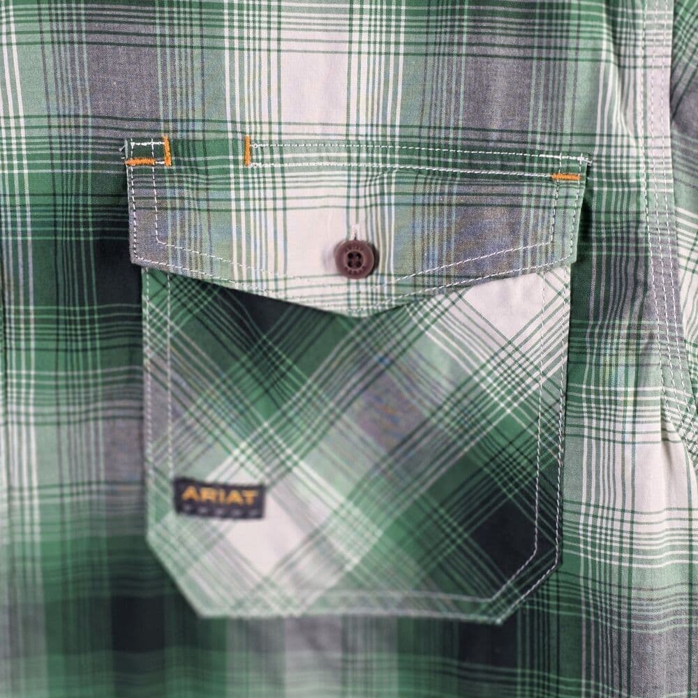 Ariat Rebar Men's Large Green Plaid Short Sleeve Workwear Button Down Shirt - Thumbnail 2