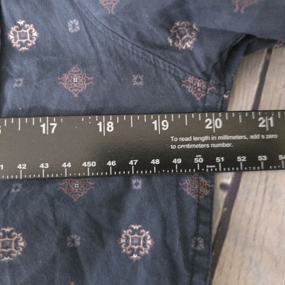 Level Ten Mens Small Blue Geometric Short Sleeve Button Up Shirt - Thumbnail 5
