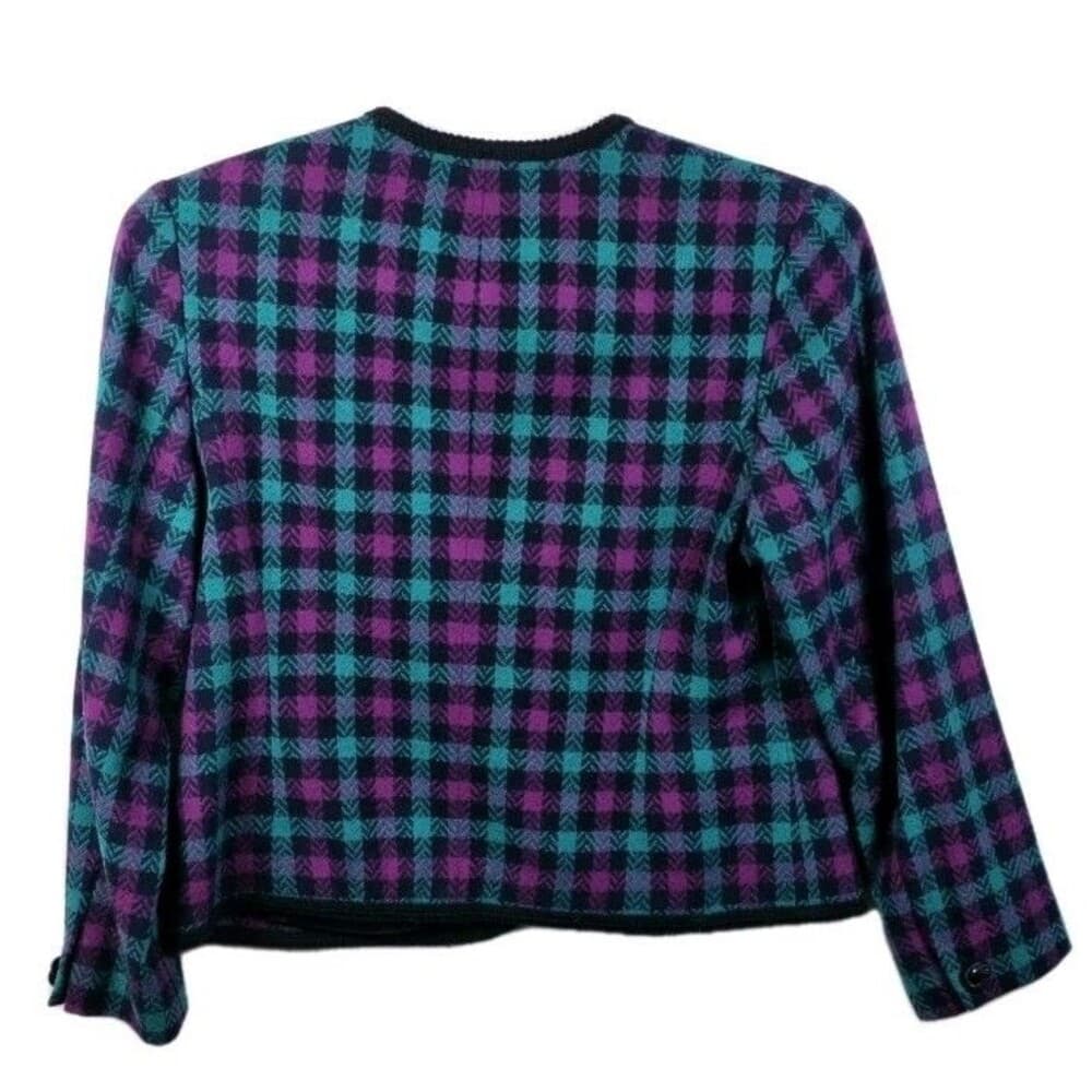 Pendleton Houndstooth‎ Women's Size 12 Wool Blazer Usa - Thumbnail 5