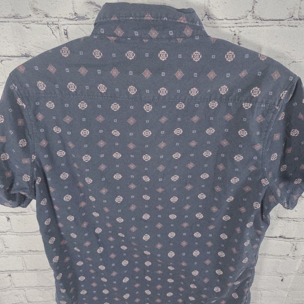 Level Ten Mens Small Blue Geometric Short Sleeve Button Up Shirt - Thumbnail 7