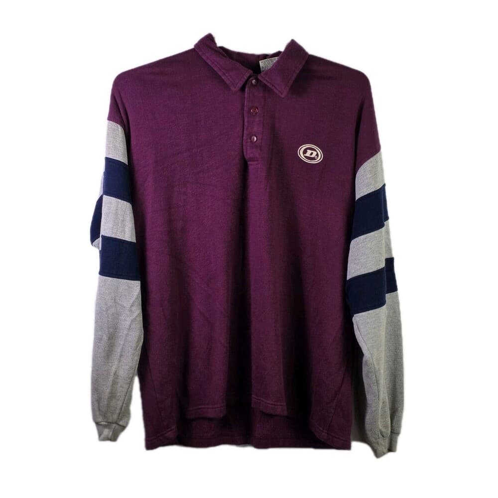Vintage 80s Dunlop Men's XL Maroon & Gray Long Sweatshirt - Thumbnail 9