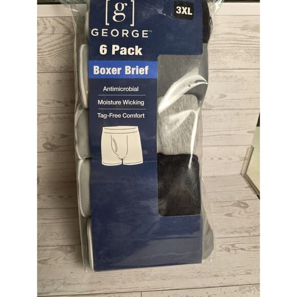 New 6-Pack George Men's 3XL Antimicrobial Moisture Wicking Briefs - Thumbnail 3
