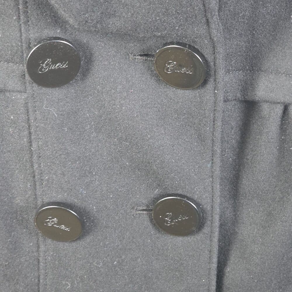 VTG Guess Women's XL Classic Military Style Black Wool Blend Coat - Thumbnail 2