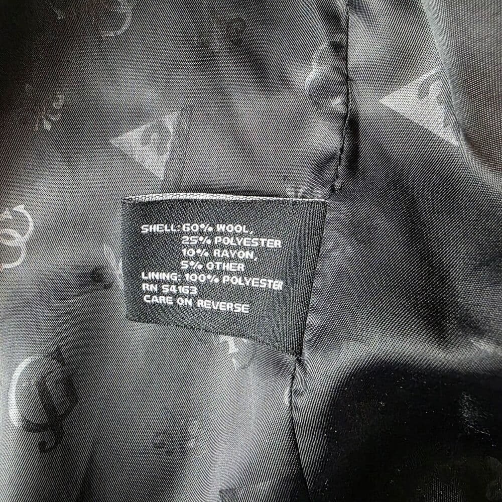 VTG Guess Women's XL Classic Military Style Black Wool Blend Coat - Thumbnail 3