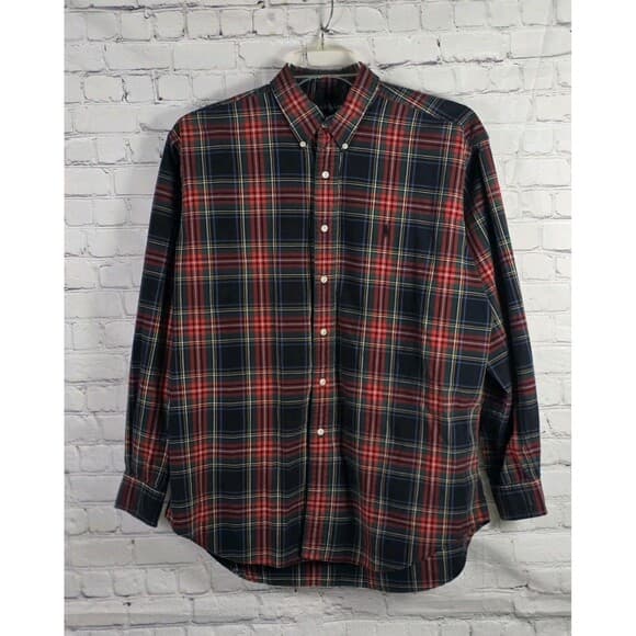 Polo Ralph Lauren Men's L Blake Red Tartan Plaid Long Sleeve Button-Down Shirt - Thumbnail 7