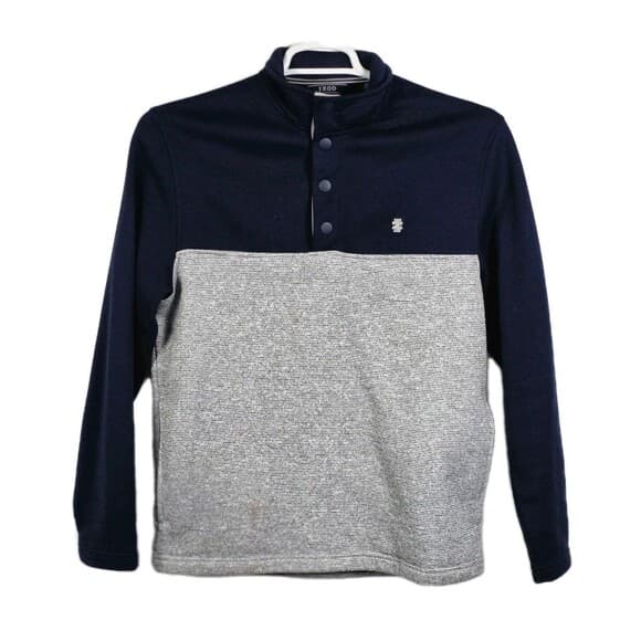 IZOD Men's Small Blue & Gray‎ Mock Neck Fleece Sweater - Thumbnail 9