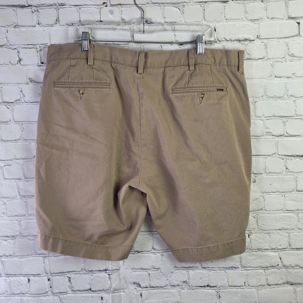 Polo Ralph Lauren Men's 40" Khaki Beige Chino Flat Front Shorts - Thumbnail 12