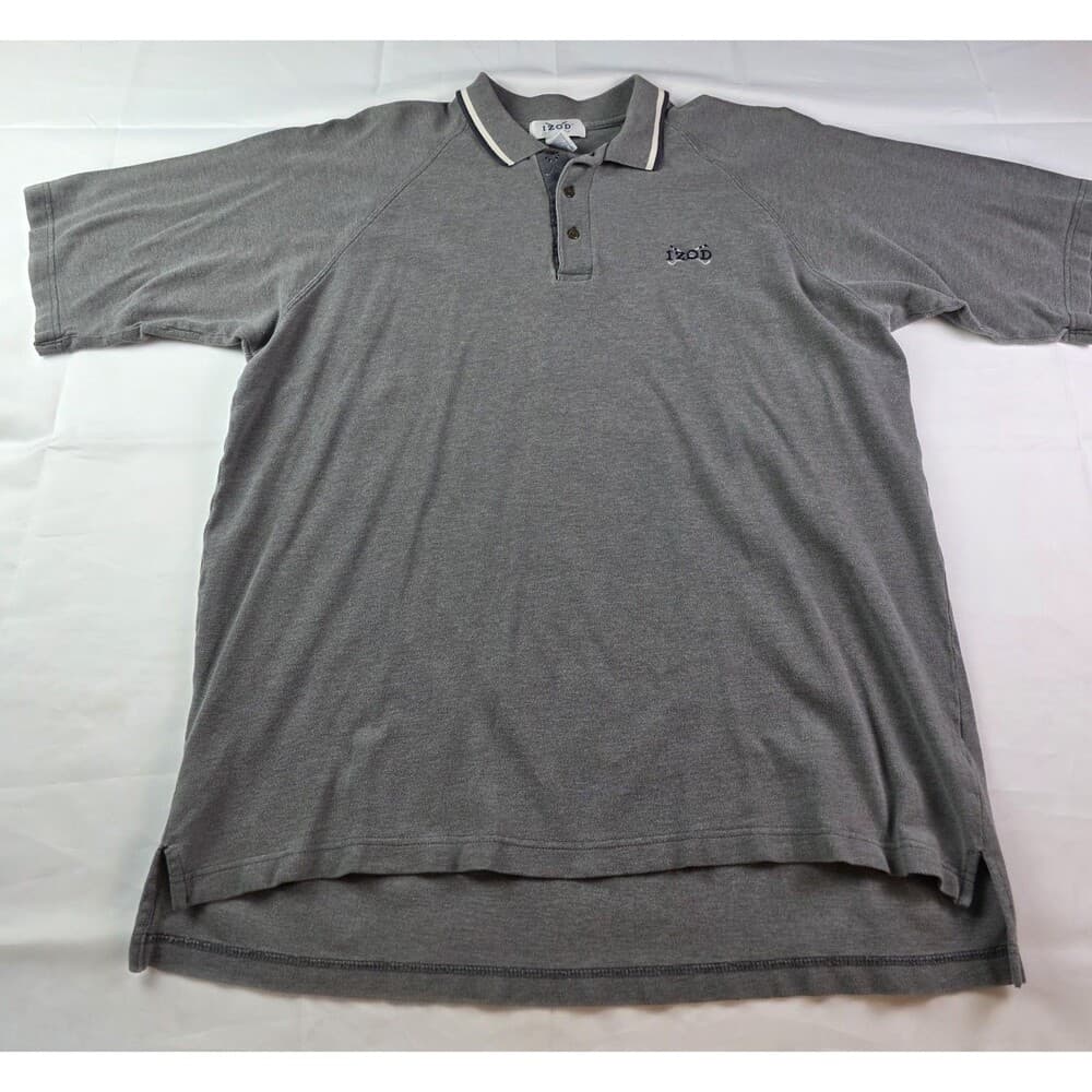 Izod Polo Mens Large Gray Short Sleeve Shirt‎ Golf Clubs Embroidery - Thumbnail 7