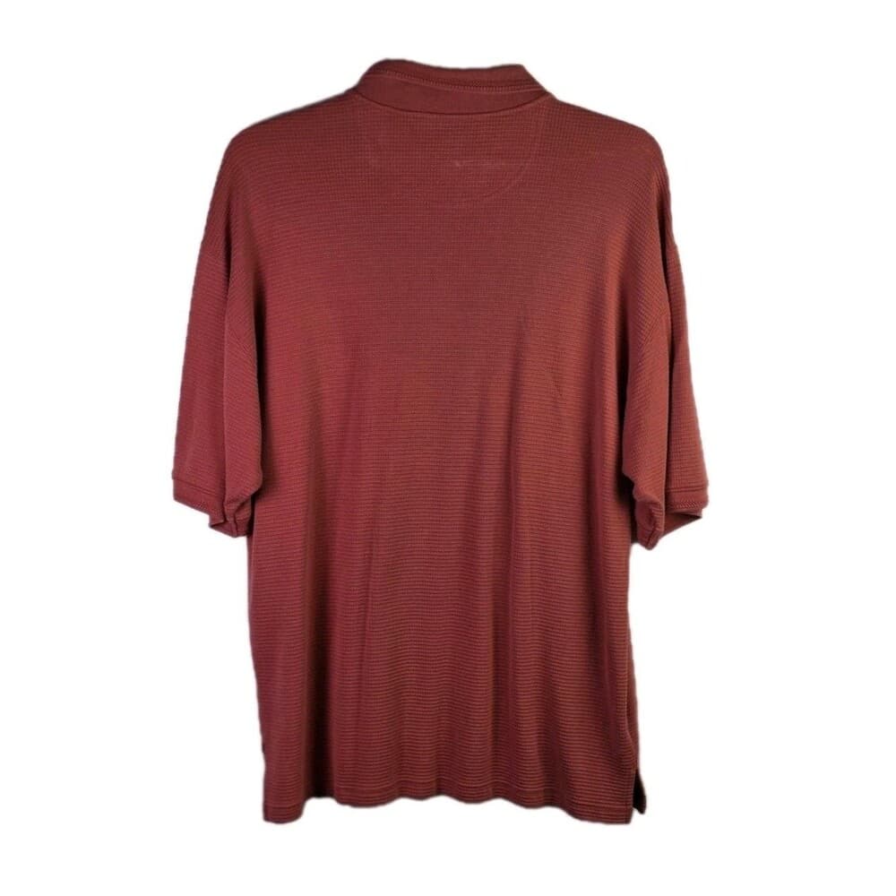Tommy Bahama Men's Large Coral Pink Silk & Cotton Blend Short Sleeve Polo Shirt - Thumbnail 7