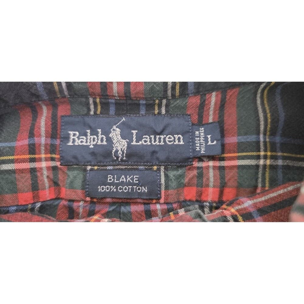 Polo Ralph Lauren Men's L Blake Red Tartan Plaid Long Sleeve Button-Down Shirt - Thumbnail 2