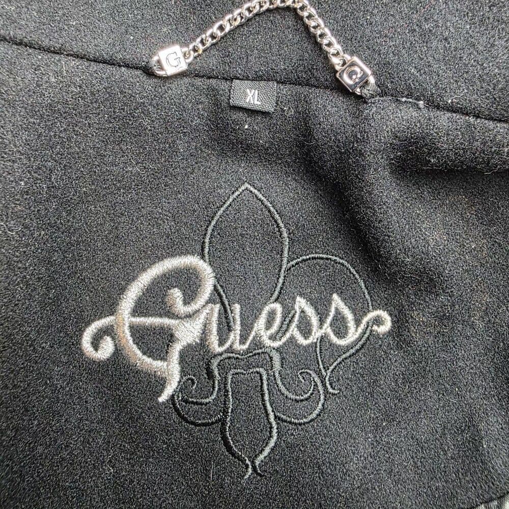 VTG Guess Women's XL Classic Military Style Black Wool Blend Coat - Thumbnail 5