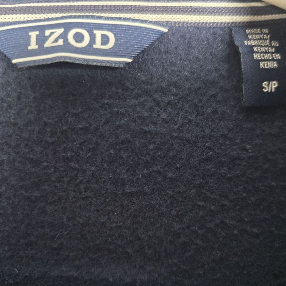IZOD Men's Small Blue & Gray‎ Mock Neck Fleece Sweater - Thumbnail 2