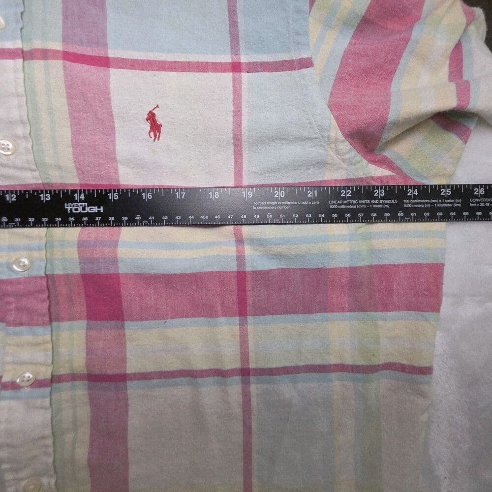 Ralph Lauren Men's Large Plaid Color Block Short Sleeve‎ Button Up Shirt - Thumbnail 4