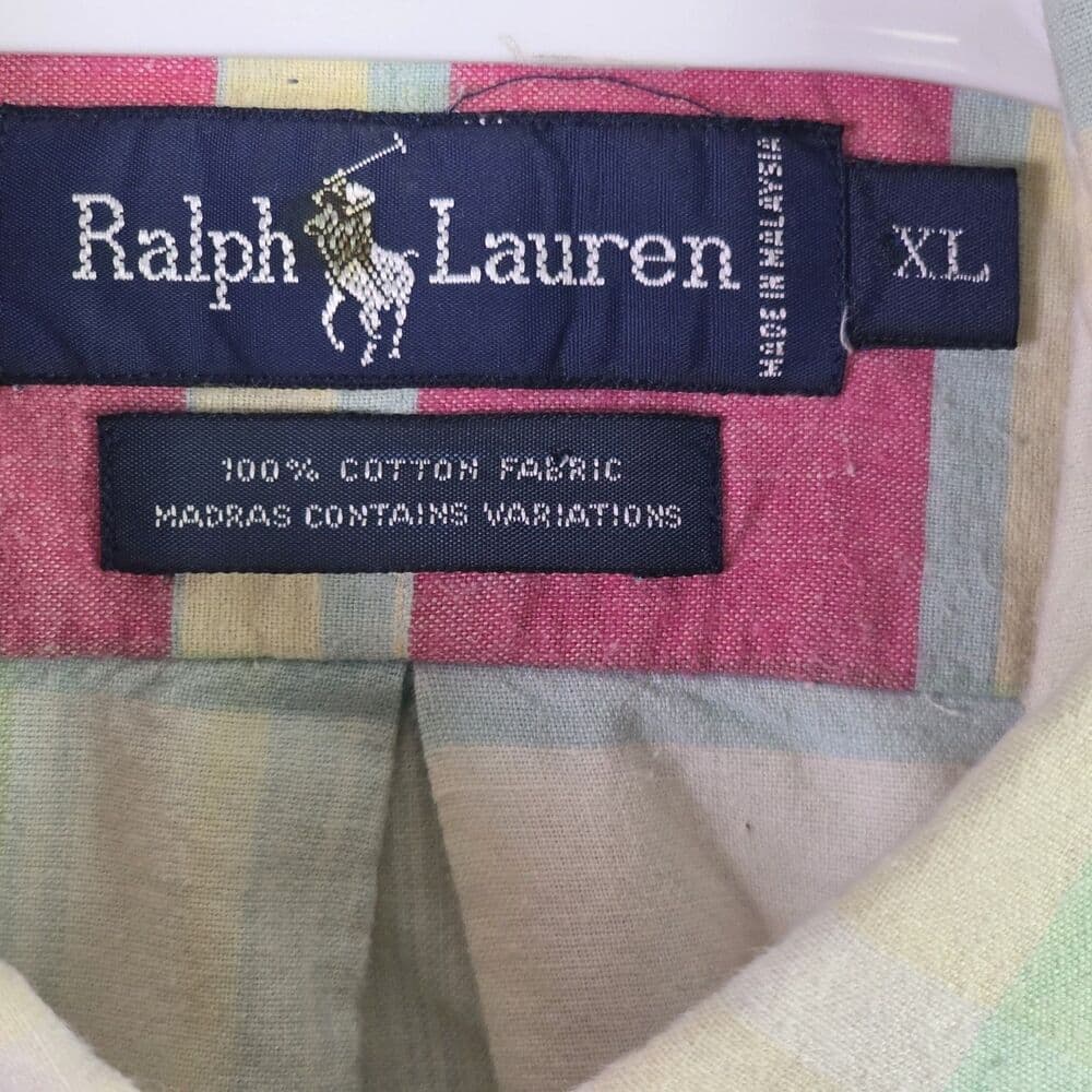 Ralph Lauren Men's Large Plaid Color Block Short Sleeve‎ Button Up Shirt - Thumbnail 3