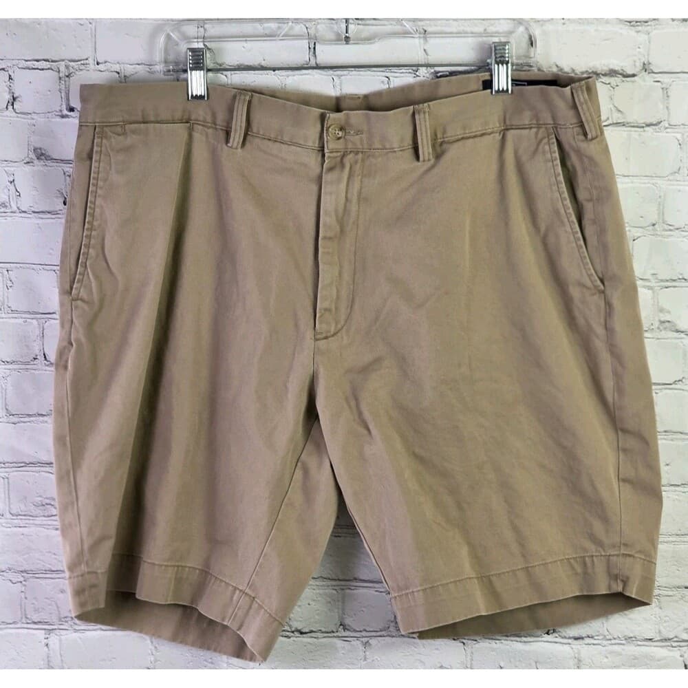 Polo Ralph Lauren Men's 40" Khaki Beige Chino Flat Front Shorts - Thumbnail 14