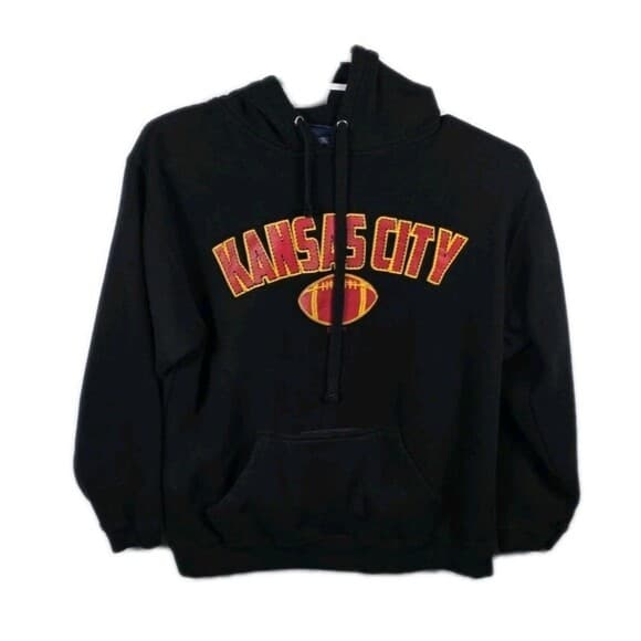 Vintage J-America Size Large Black Kansas‎ City Chiefs Hoodie - Thumbnail 10