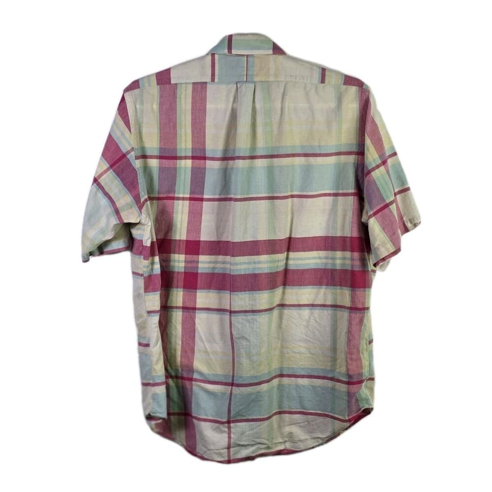 Ralph Lauren Men's Large Plaid Color Block Short Sleeve‎ Button Up Shirt - Thumbnail 7