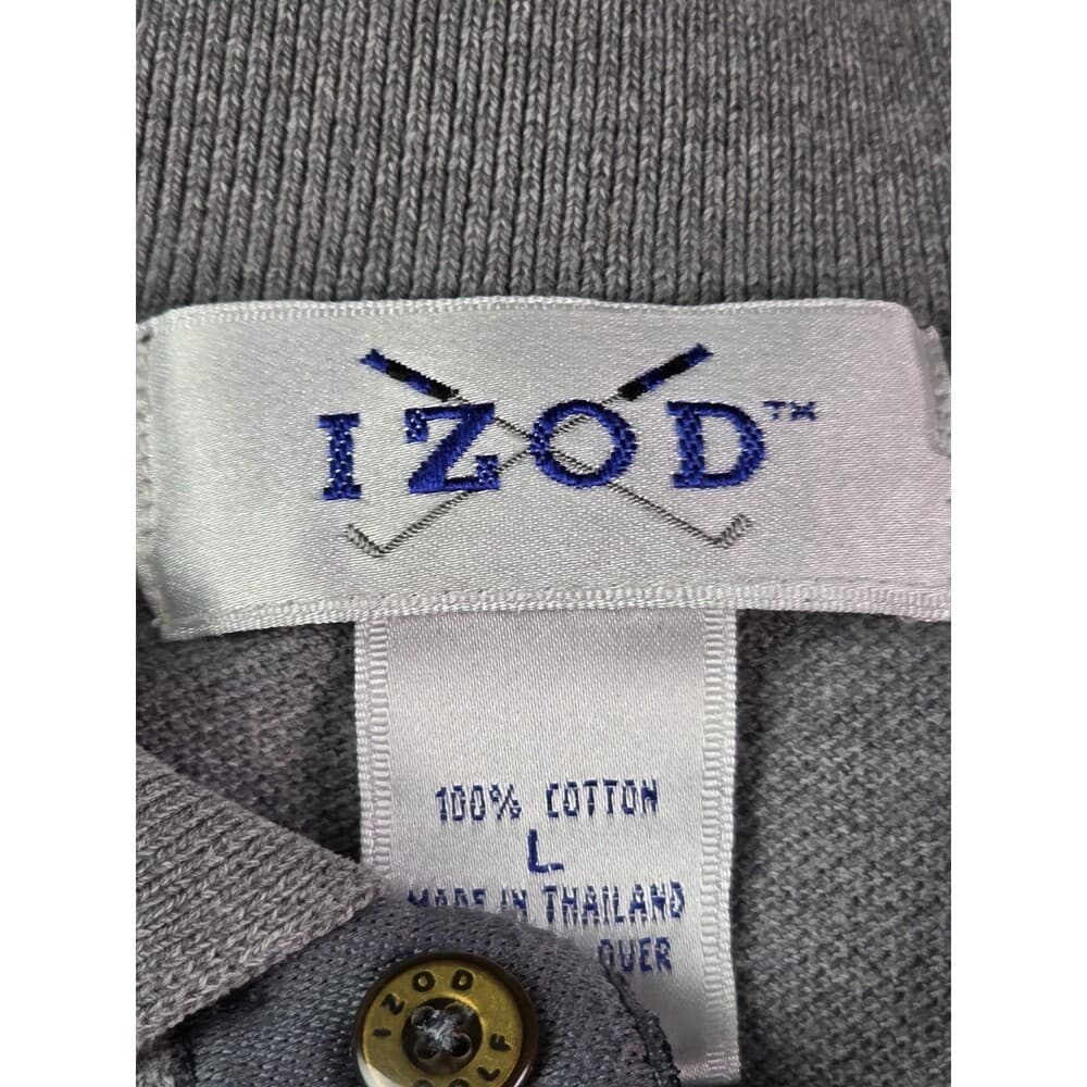 Izod Polo Mens Large Gray Short Sleeve Shirt‎ Golf Clubs Embroidery - Thumbnail 2