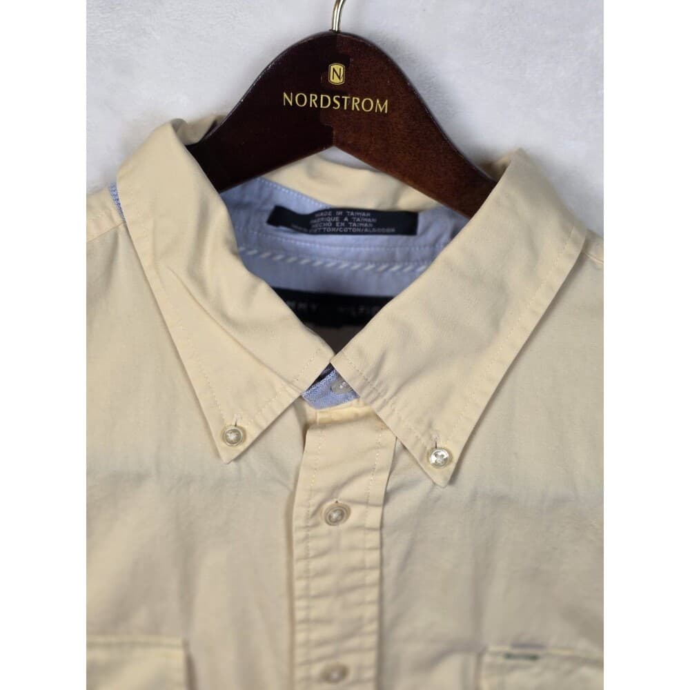 Vintage Tommy Hilfiger‎ Men's XL Yellow Corduroy Long Sleeve Shirt - Thumbnail 3