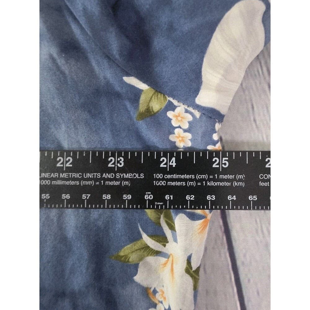 Jade Fashions Men's Large Hawaiian Tan and Blue S/S Button Down Shirt - Thumbnail 4