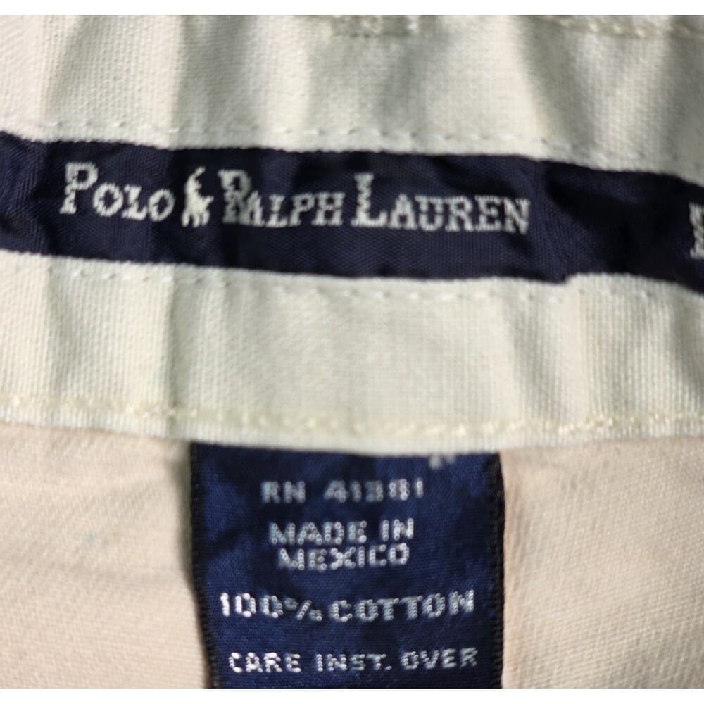Polo Ralph Lauren Chino Flat Front‎ Cotton Men's 33 Shorts khaki (bleach stain) - Thumbnail 6