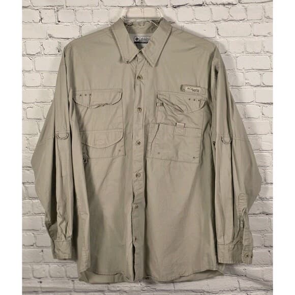 Columbia PFG Men's Large Beige Long Sleeve Fishing Shirt - Thumbnail 13