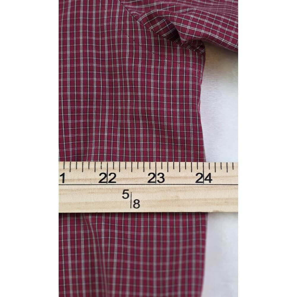 Eddie Bauer Men's Large Red Plaid Relax Fit Long Sleeve‎ Shirt - Thumbnail 3