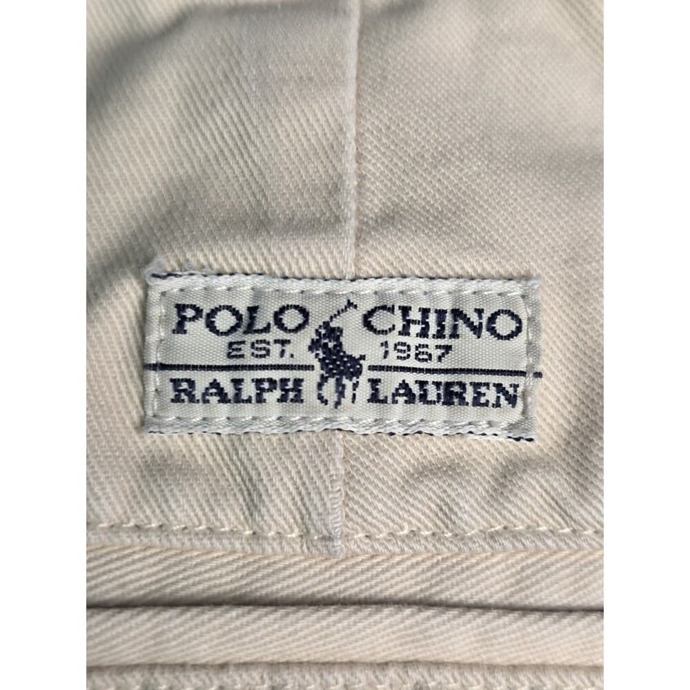 Polo Ralph Lauren Chino Flat Front‎ Cotton Men's 33 Shorts khaki (bleach stain) - Thumbnail 8