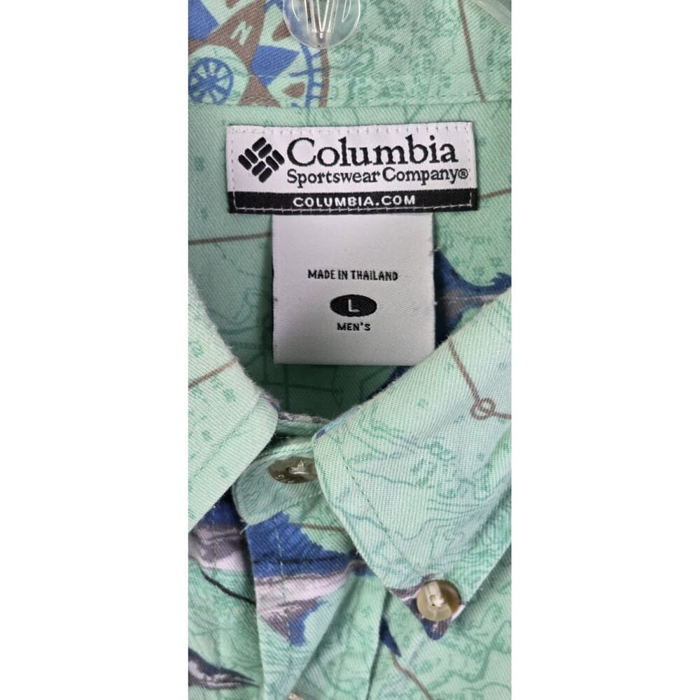 Columbia River Men's Large Blue Aqua Marine S/S Fishing Shirt - Thumbnail 2