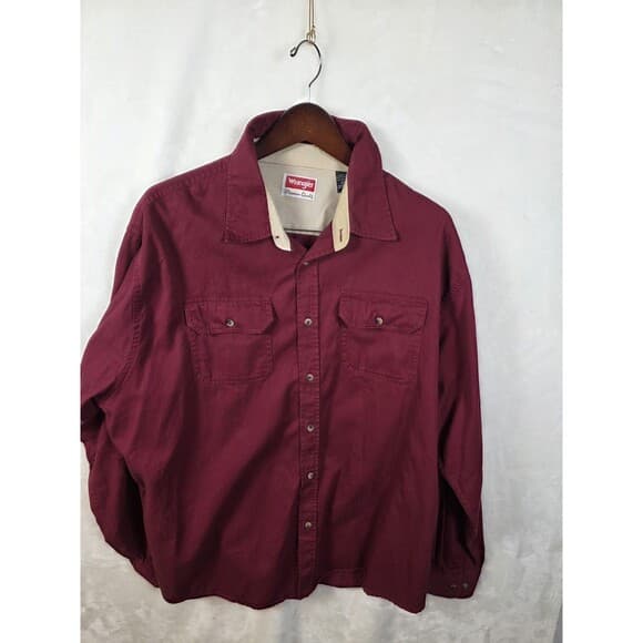 Wrangler Shirt Mens XXL Red Button Up Short‎ Sleeve Premium Quality - Thumbnail 7
