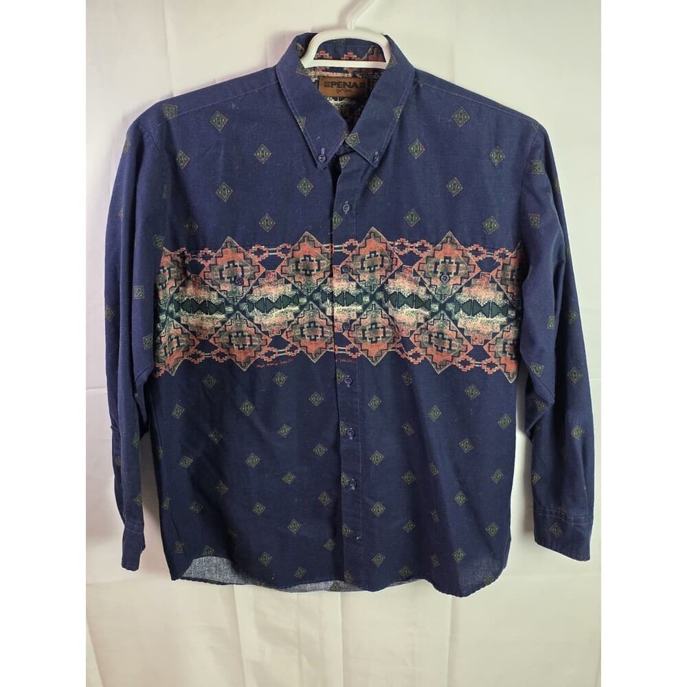 Vintage XXL Peña by Roper Western Shirt Southwest Yaqui Native Print‎ - Thumbnail 7