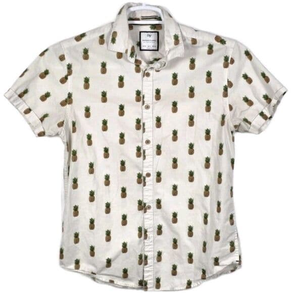 Denim‎ & Flower Ricky Singh Men's Small Slim Fit Pineapples Short Sleeve Shirt - Thumbnail 8