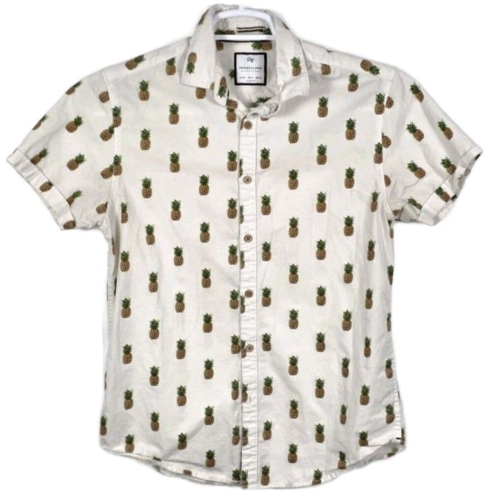 Denim‎ & Flower Ricky Singh Men's Small Slim Fit Pineapples Short Sleeve Shirt - Thumbnail 7